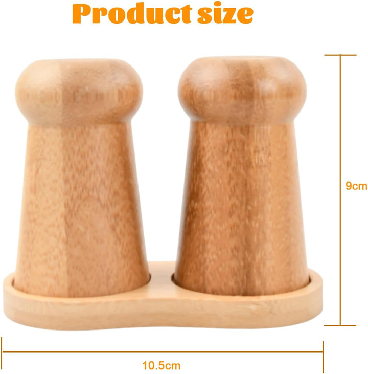 Elegantes Salz und Pfefferstreuer Set - Handgefertigtes Pilz-Design aus Bambus mit Ablage - Nachfüll