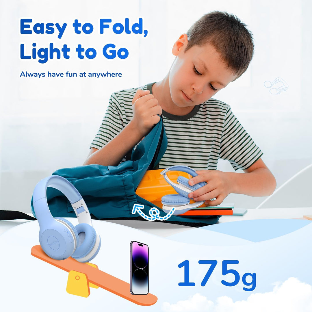 EarFun Bluetooth Kopfhörer Kinder, 74/85/94dB Lautstärkeregelung, HiFi Sound, HD-Mikrofon, 45 Std Ak