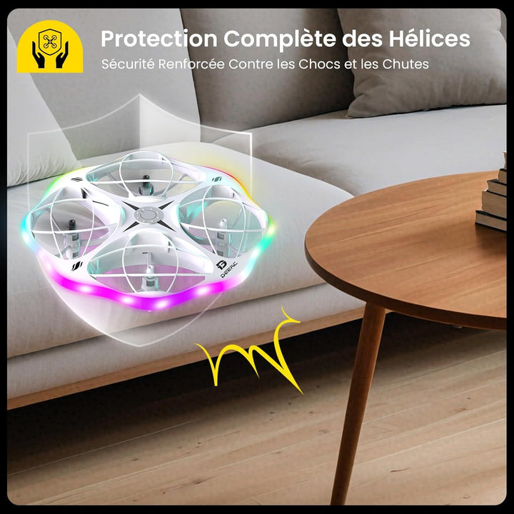 DEERC D13 Mini-Drohne für Kinder mit Hindernissvermeidung, 6 LED-Modi, kleines einfaches UFO-Spielze