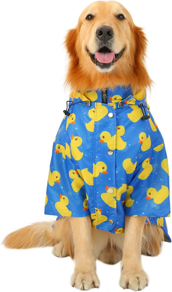HDE Hunde-Regenmantel, doppellagig, Reissverschluss, Regenjacke mit Kapuze für kleine bis grosse Hun