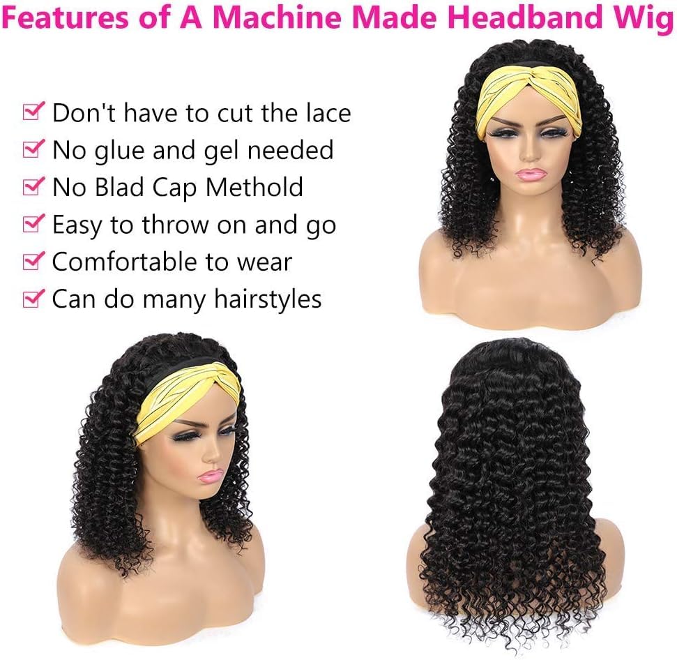 TNICE Headband Wig Menschenhaar Deep Wave 20 Inch Machine Made Ohne Spitze Front Wig Brasilianisch V