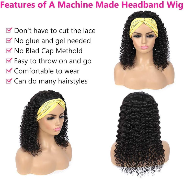 TNICE Headband Wig Menschenhaar Deep Wave 20 Inch Machine Made Ohne Spitze Front Wig Brasilianisch V