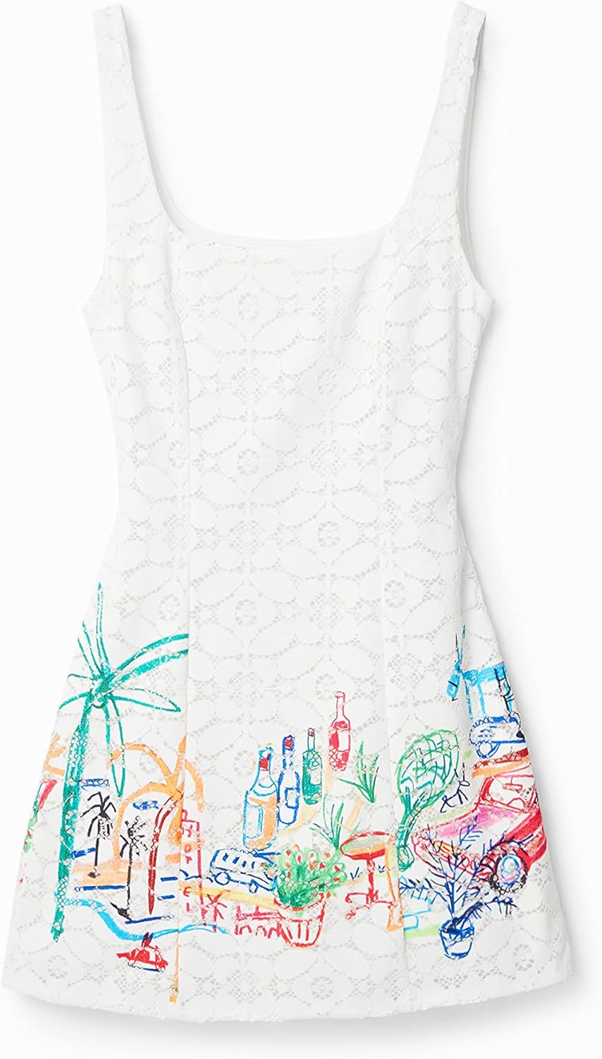 Desigual Damen Dress XL Weiss, XL Weiss