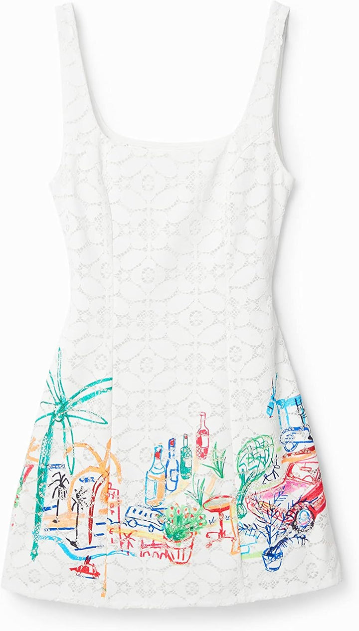 Desigual Damen Dress XL Weiss, XL Weiss