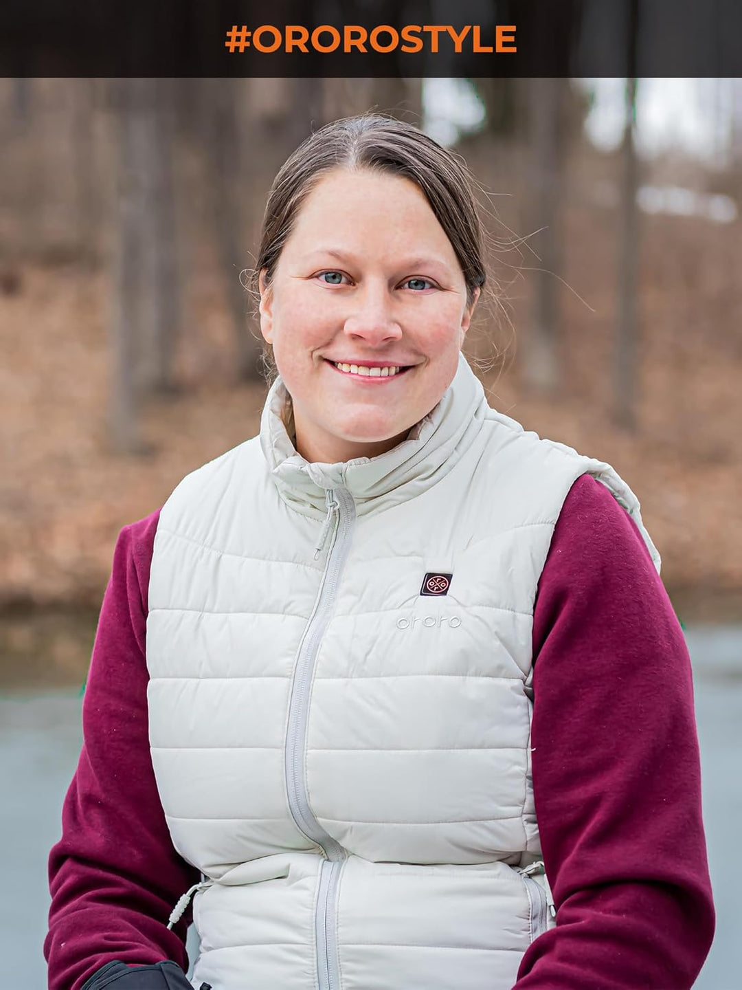ORORO Beheizbare Weste Damen mit Powerbank, Heizweste Damen Bis zu 10 Stunden Wärme - Ladegerät Nich