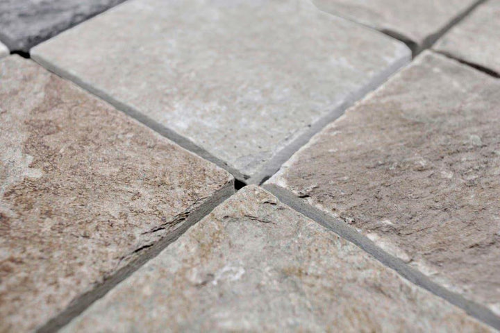 Mosaik Brick Quarzit beige/grau Quarzit Naturstein Küche, Mosaikstein Format: 100x100x10 mm, Bogengr