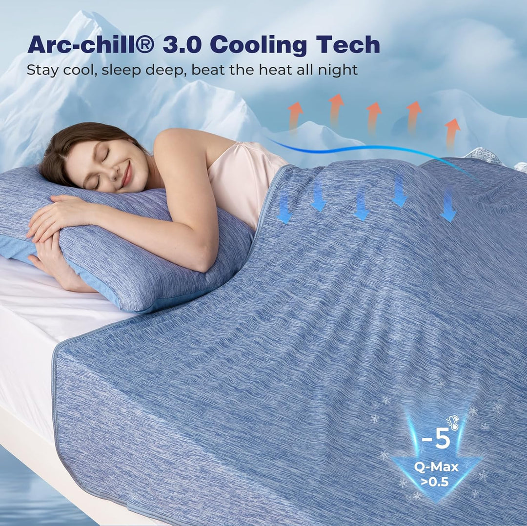 Luxear selbstkühlende Decke, Arc-Chill Q-Max 0,43 Kühldecke, 2 in 1 doppelseitige dünne Sommerdecke