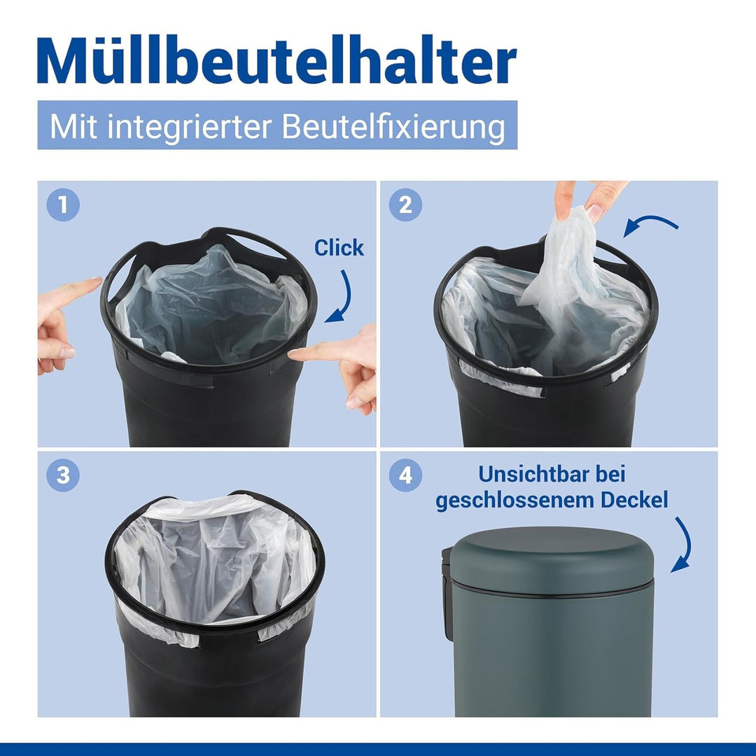 WENKO Kosmetikeimer 3 Liter, Stahl, herausnehmbarer Inneneimer mit Müllbeutelhalter, Mülleimer fürs