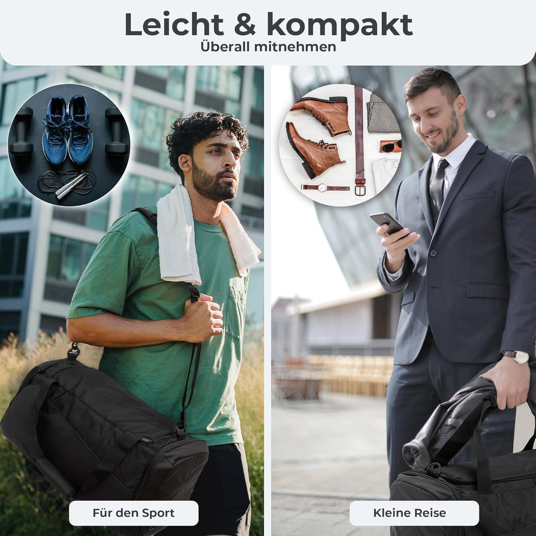 achilles Sporttasche mit Schuhfach, Fitness-Tasche, Trainingstasche, Gym-Bag, Reisetasche, Schwarz,