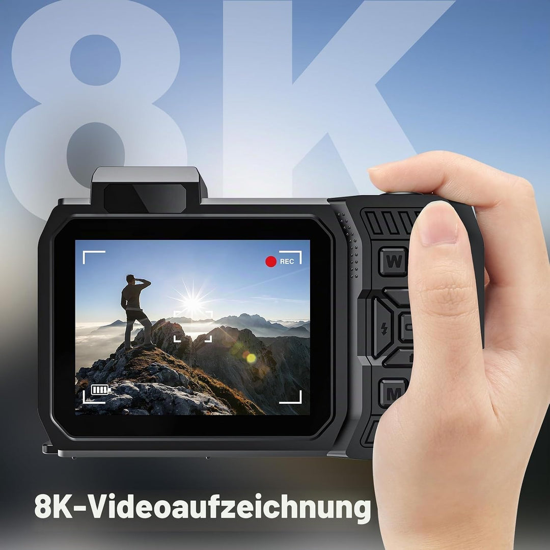 Unterwasserkamera, 8K 70MP 33FT WiFi wasserdichte Digitalkamera | Selfie mit zwei Bildschirmen Autof