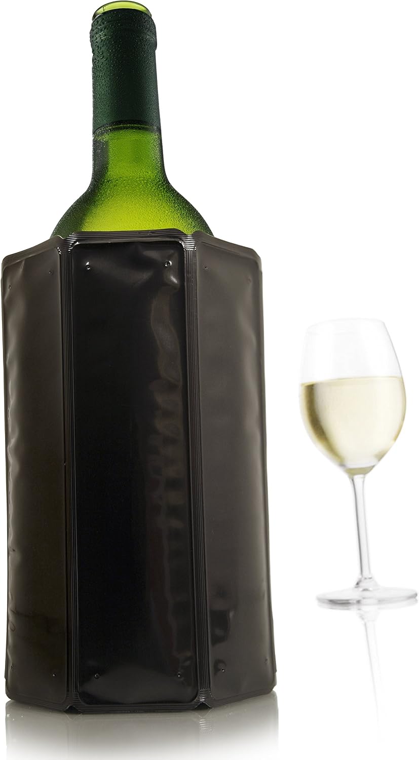 Vacu Vin Weinkühler, flexibel, wiederverwendbar, schwarz, für effiziente Kühlung von Standardflasche