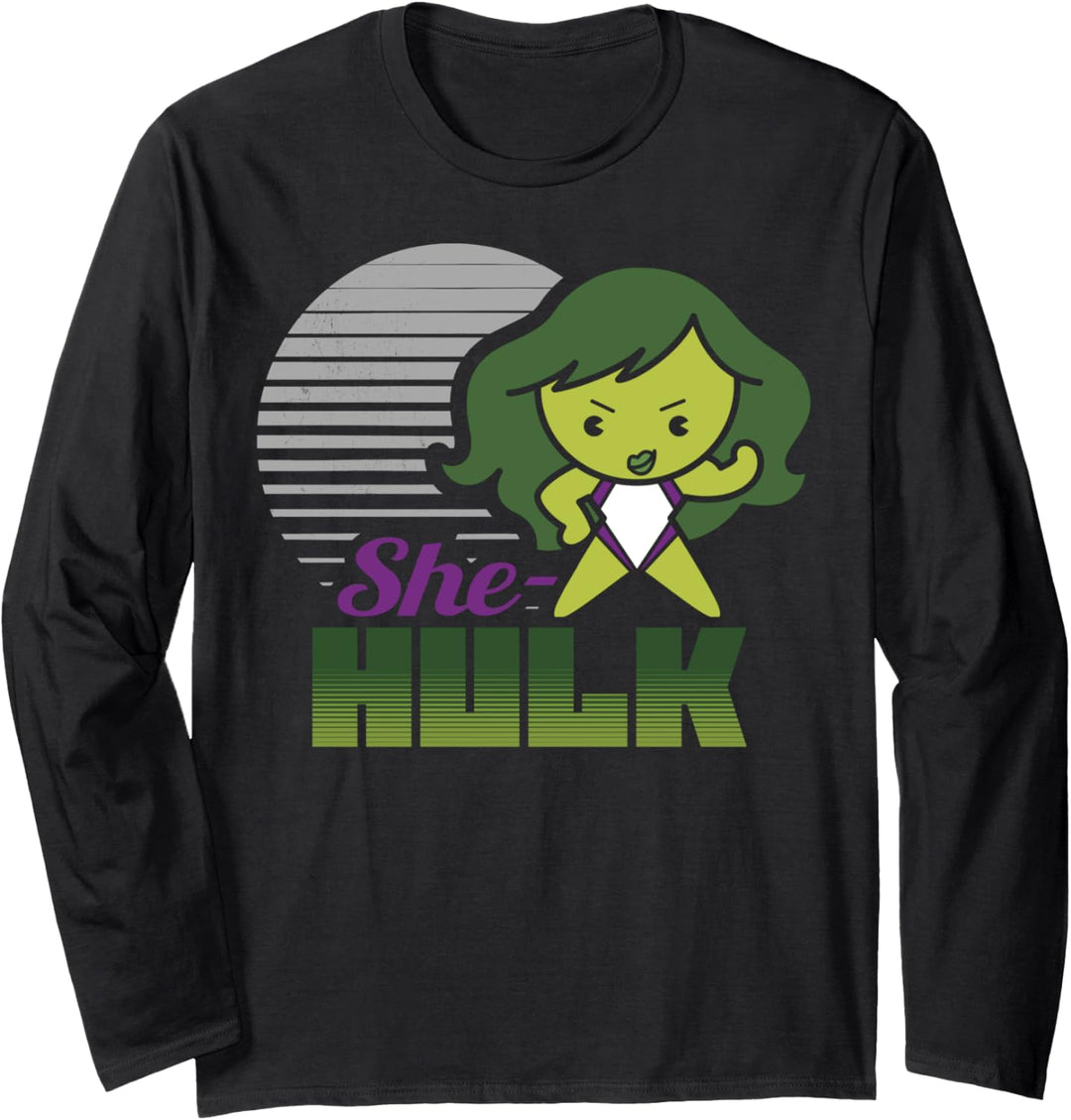Marvel She-Hulk Strong Cute Kawaii Flew Logo Langarmshirt