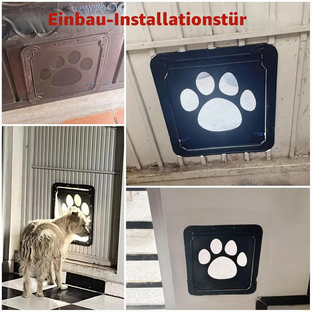 NAMSAN Haustierklappe Fliegengitter mit Fenster Katzenklappe Fliegengittertür Abschliessbar Hundekla