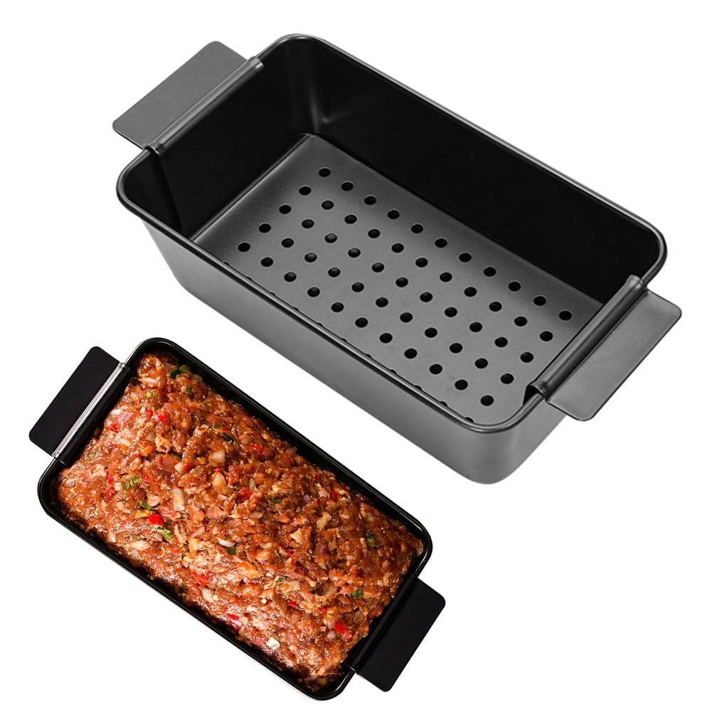 Hackbratenform mit Ablaufschale, Antihaftbeschichtete Backform Premium Antihaft Fleisch Kastenform m