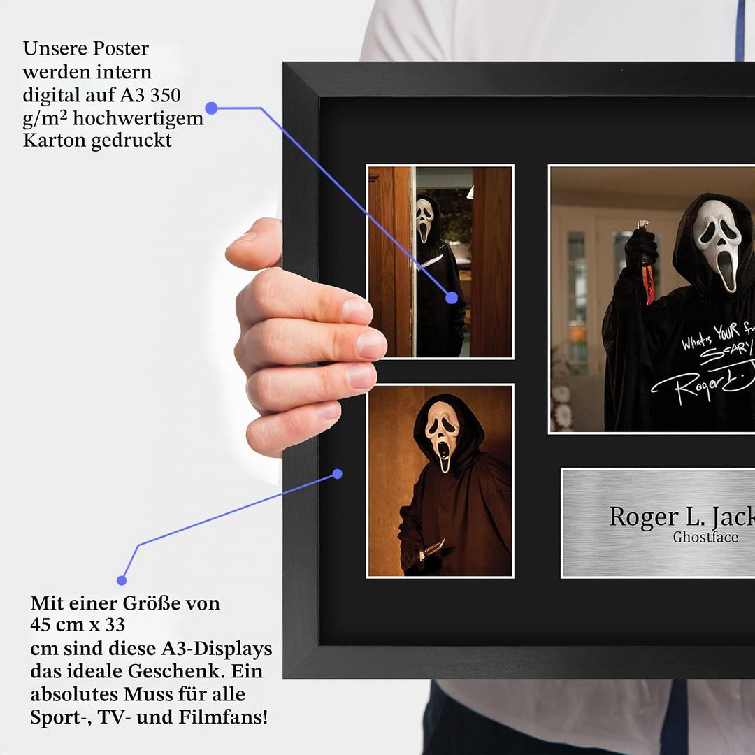 HWC Trading FR A3 Roger L Jackson Scream Ghostface Geschenke Geducktes Signiertes Autogramm Fotodisp