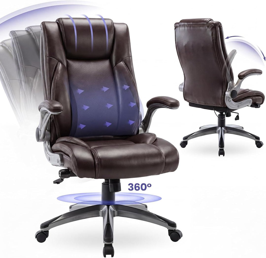 COLAMY Bürostuhl Ergonomisch, Ergonomischer Büro 360° Drehstuhl für Office, Chefsessel mit Hoher Rüc