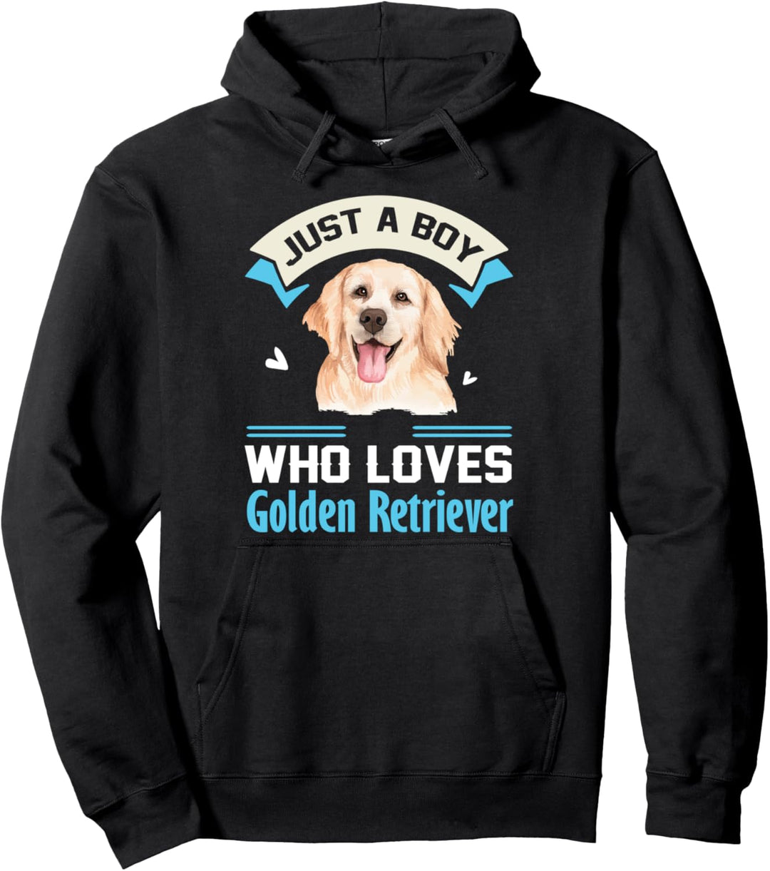 Kids Golden Retriever Just A Boy Who Loves Golden Retriever Pullover Hoodie