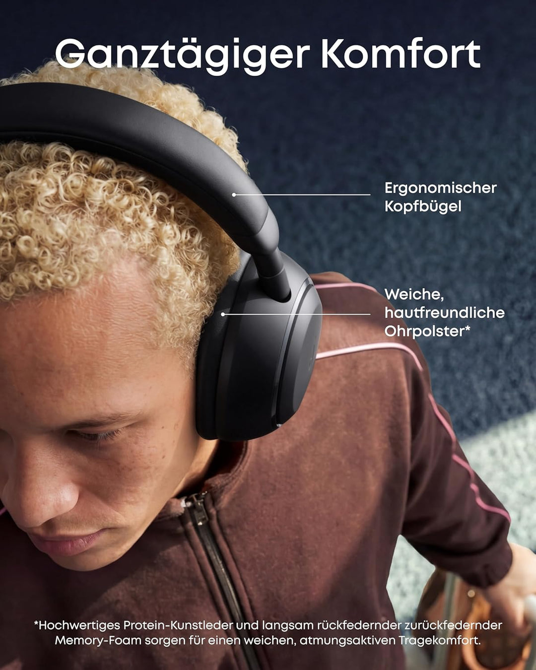 soundcore Space 2 by Anker, Noise Cancelling Kopfhörer, bequem, 50h Akku, LDAC Hi-Res Wireless Audio
