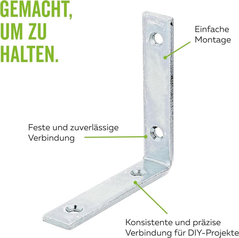 Balkenwinkel, gleichschenklig, schmal, 100 x 100 x 20 mm / 20 Stk., Oberflaeche: galvanisch gelb ver