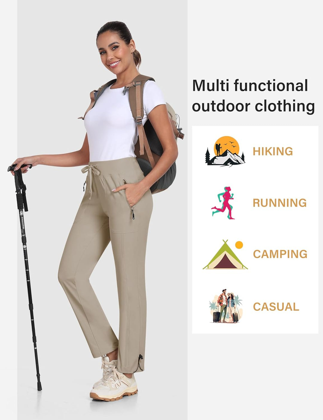 MoFiz Wanderhose Damen Leichte Cargohose Atmungsaktiv Trekkinghose Workout Wasserdicht Winddicht Cas