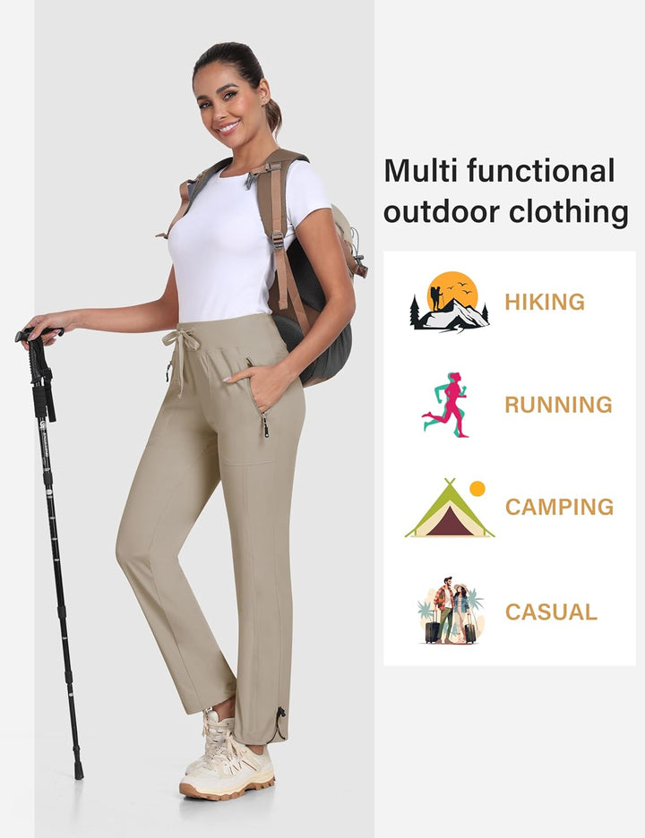 MoFiz Wanderhose Damen Leichte Cargohose Atmungsaktiv Trekkinghose Workout Wasserdicht Winddicht Cas