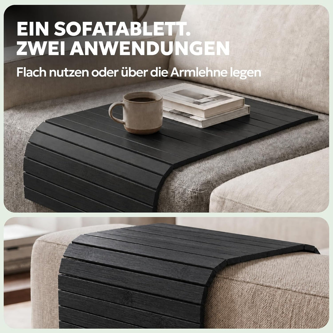 BAM BOO BOX Sofatablett aus Bambus - Couch Tablett flexibel - Sofatablett Armlehne - Sofa Tablett Ho