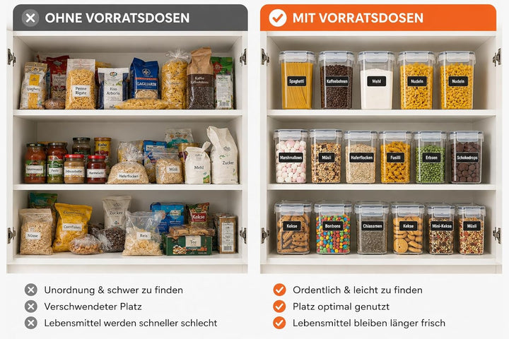 2.8L/30CM Küchen Vorratsdosen mit Deckel Luftdicht Gross 16er Set BPA Frei, aufbewahrungsbox mit dec