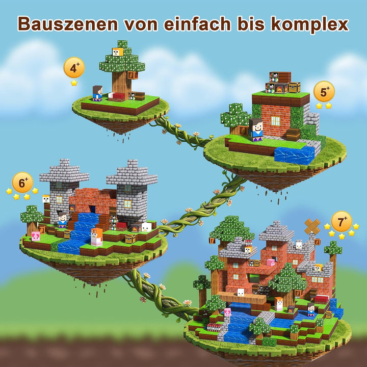 Magnetbausteine 150 Stück, 3D Pixel Magnetische Fliesen, STEM Bildendes Bauspielzeug, Sichere Glatte