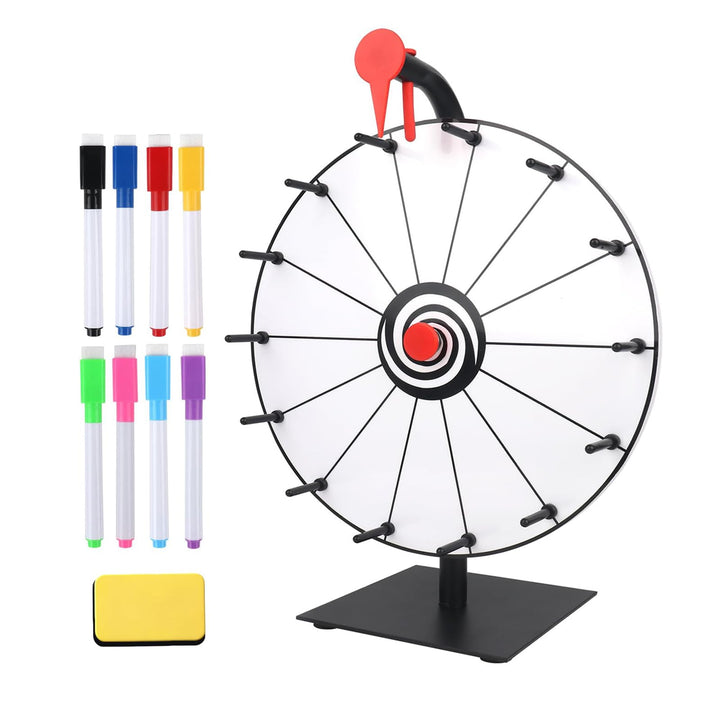 30cm Glücksrad, Glücksrad zum Drehen mit Trocken Abwischbarem Marker und Radiergummi für Lotteriespi