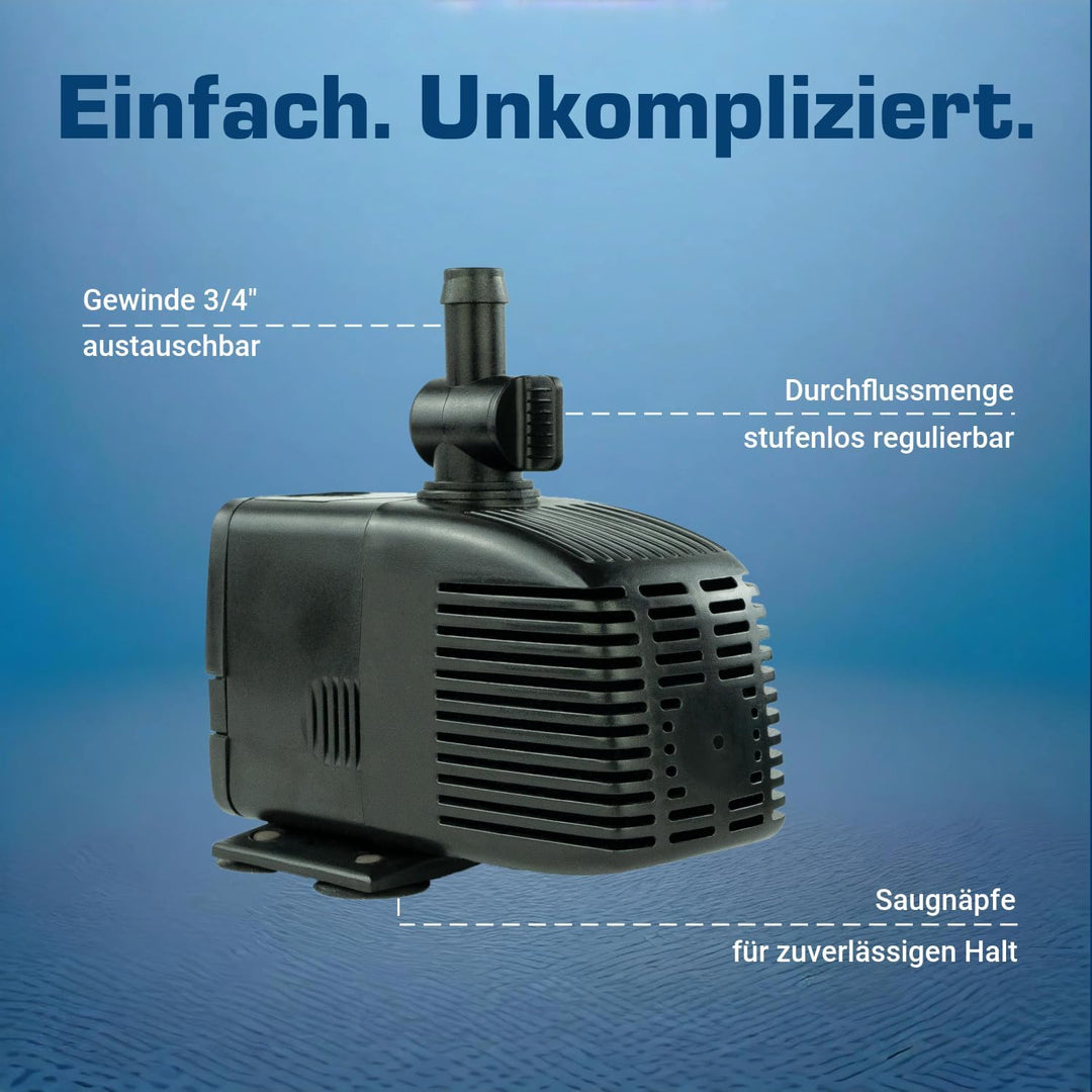 Kerry Pumpe Teichpumpe Wasserspielpumpe bis zu 1000 l/h, 17W