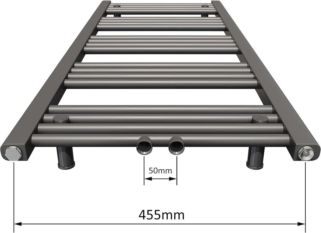 Aquabad Badheizkörper Virgo | Grösse: 50 x 180 cm | Heizleistung 608 Watt | Farbe: Anthrazit | Mitte