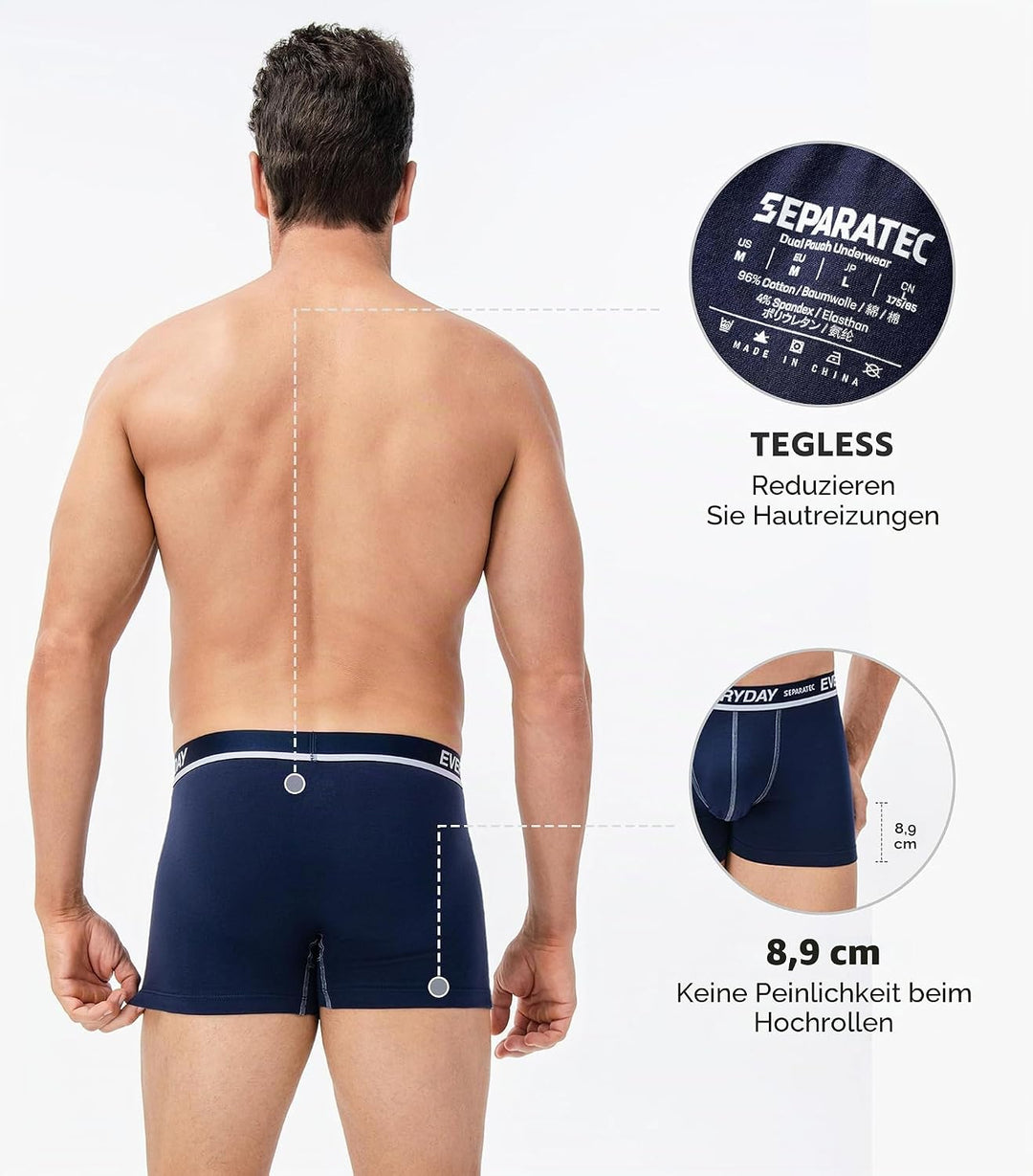 Separatec Herren Boxershorts 7er Pack Doppelbeutel Dual Pouch, Baumwolle Unterhosen Männer, Stretcke