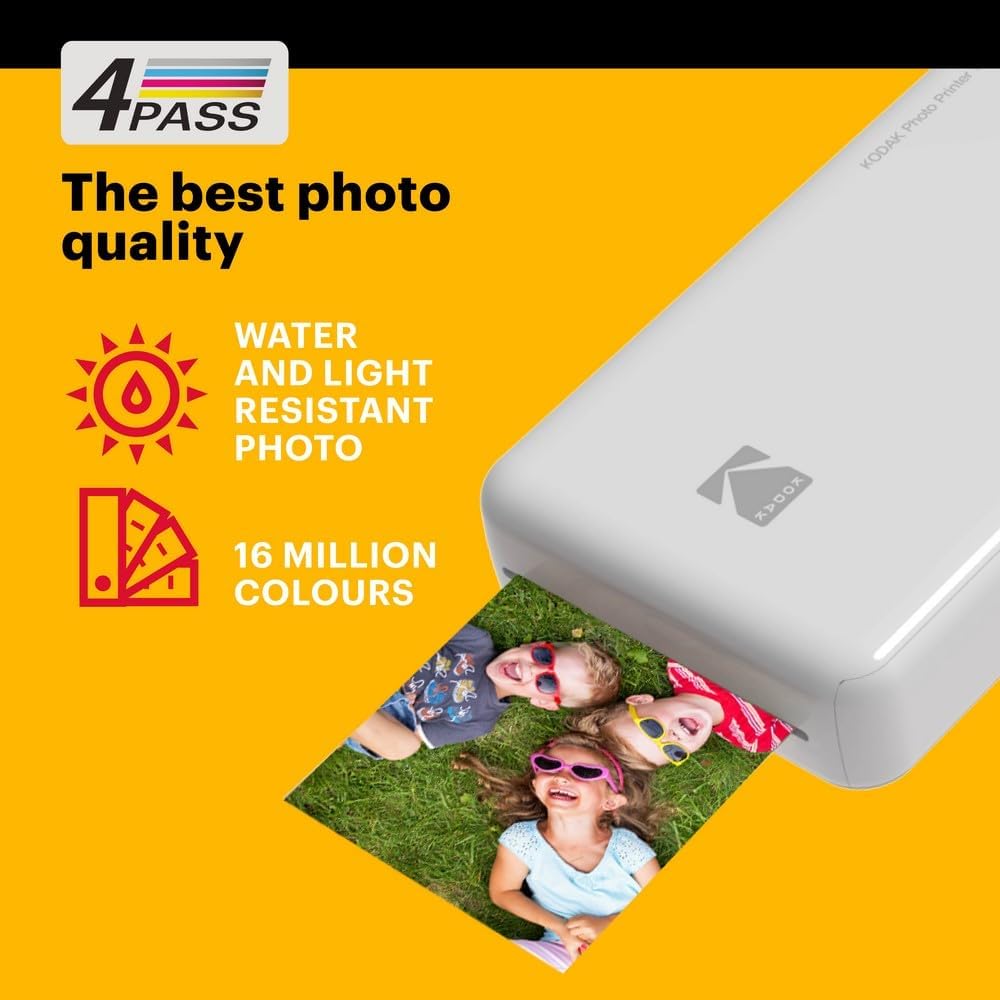 Kodak Mini 2 HD Wireless Mobile Instant Fotodrucker w / 4 Pass patentierte Drucktechnologie (Weiss)