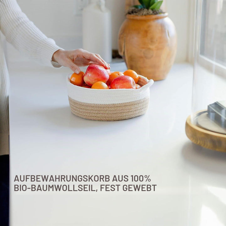 Aufbewahrungskorb 5er Set aus Baumwolle, Körbchen Aufbewahrung für organizer mit Griff, Dekorativer