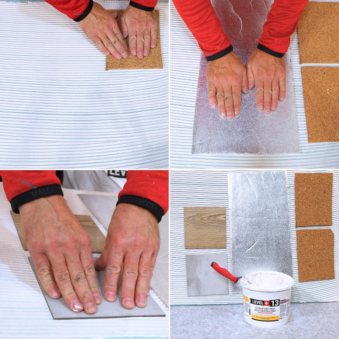 Styroporkleber 15kg + 2St. Zahnspachtel Kunstoff, Korkkleber Renoviervlies Dispersionkleber Flisenkl