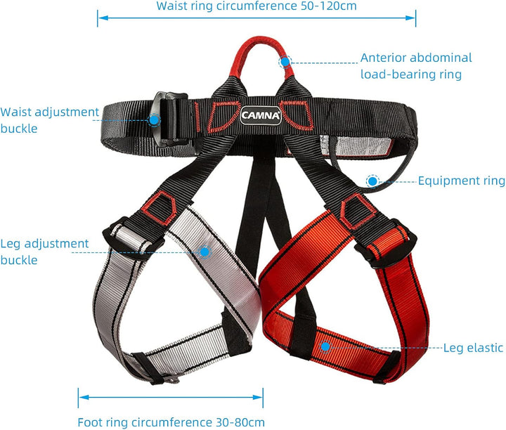 EUNEWR klettergurt kinder Klettergurte Befestigender Klettergut,Für Frauen, Männer und Kinder halber