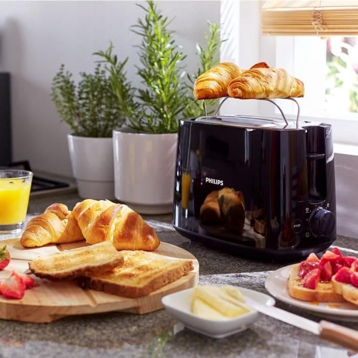 Philips Toaster – 2 Toastschlitze, 8 Stufen, Brötchenaufsatz, Auftaufunktion, Liftfunktion, Abschalt
