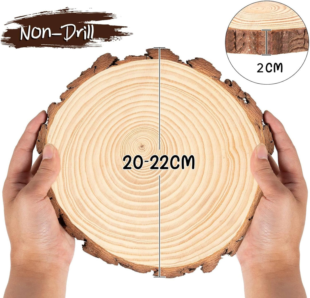 6er Set Baumscheiben 20 cm, Runde Holzscheibe 2cm Dick, Holzscheiben zum Basteln 20 cm(ca. 20-22cm),