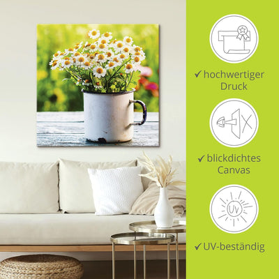 ARTland Leinwandbilder Wandbild Bild auf Leinwand 40x40 cm Botanik Blumen Gänseblümchen Fotografie G