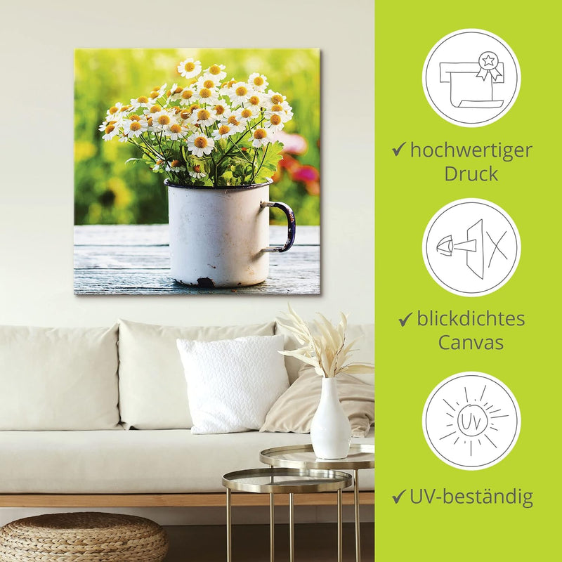 ARTland Leinwandbilder Wandbild Bild auf Leinwand 40x40 cm Botanik Blumen Gänseblümchen Fotografie G