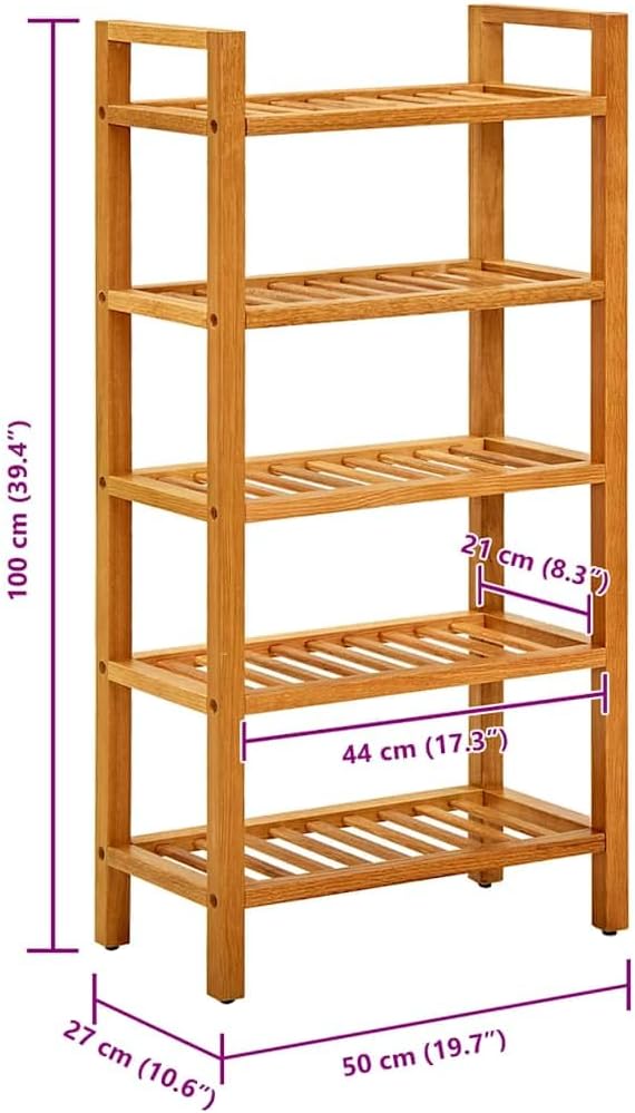 vidaXL Eichenholz Massiv Schuhregal mit 5 Etagen Schuhablage Regal Schuhschrank Schuhständer Schuhau