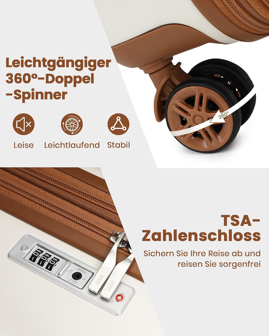 KONO Koffer Set 5-teilig Hartschalenkoffer ABS+PC, Handgepäck/Mittel/Gross Reisekoffer mit TSA Schlo