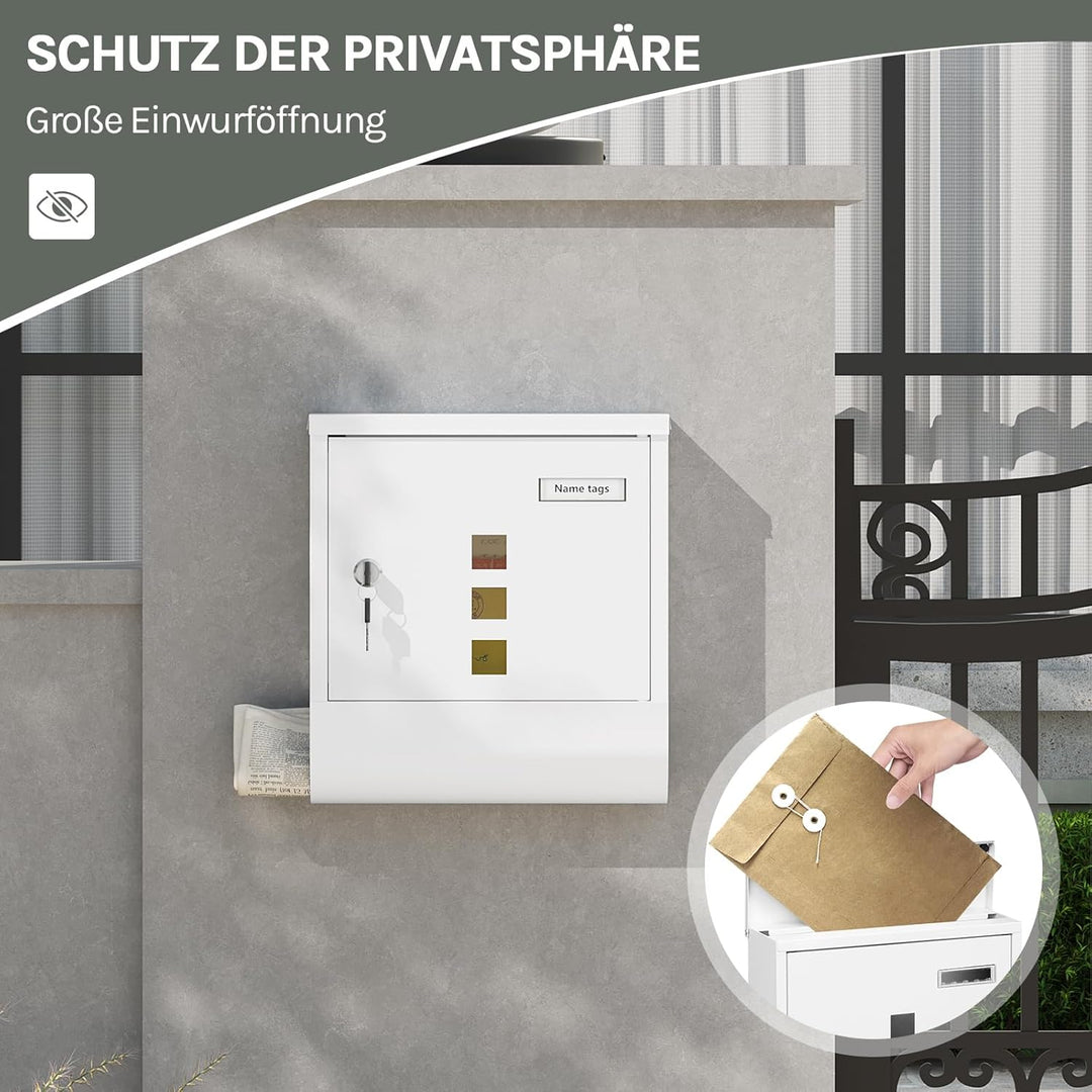 WOLTU Briefkasten Postkasten mit Zeitungsfach Sichtfenstern Namensschild, Wandbriefkasten abschliess