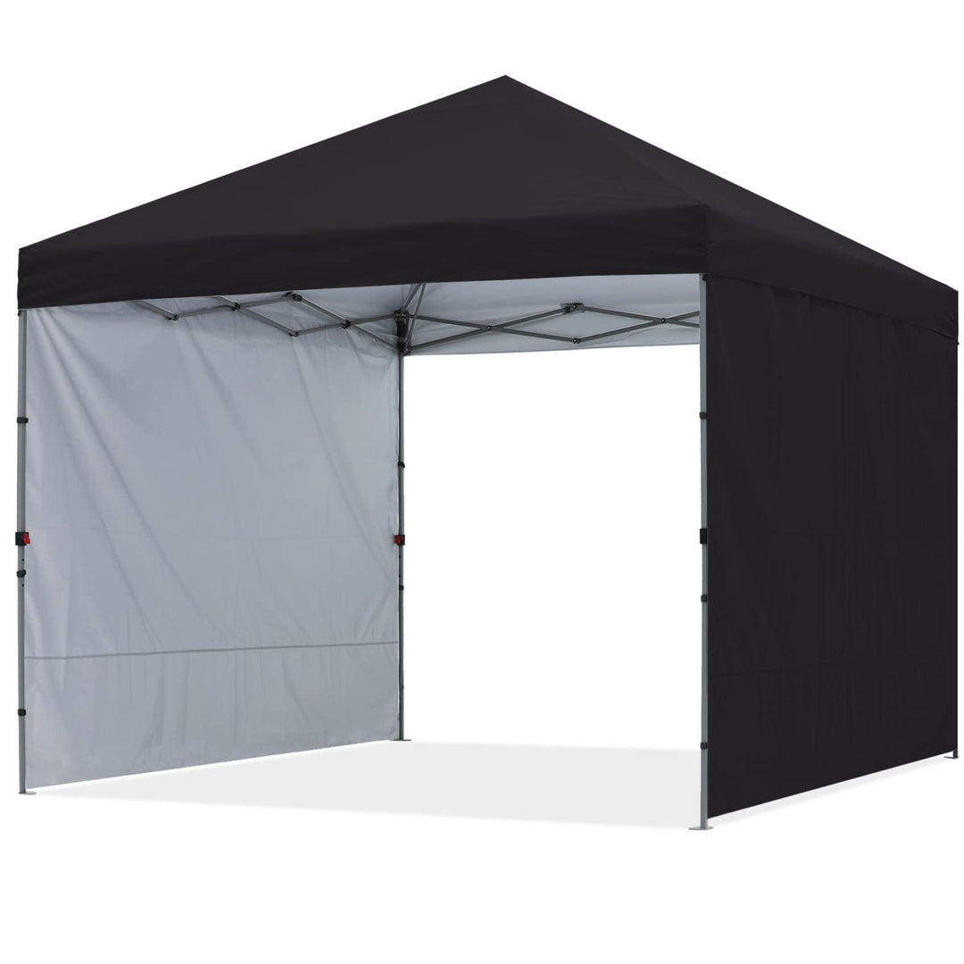 ABCCANOPY Faltpavillon UV50+ mit 2 Seitenwänden, Schwarz 300 cm | 500D Polyester,wasserdicht, 4 Sand
