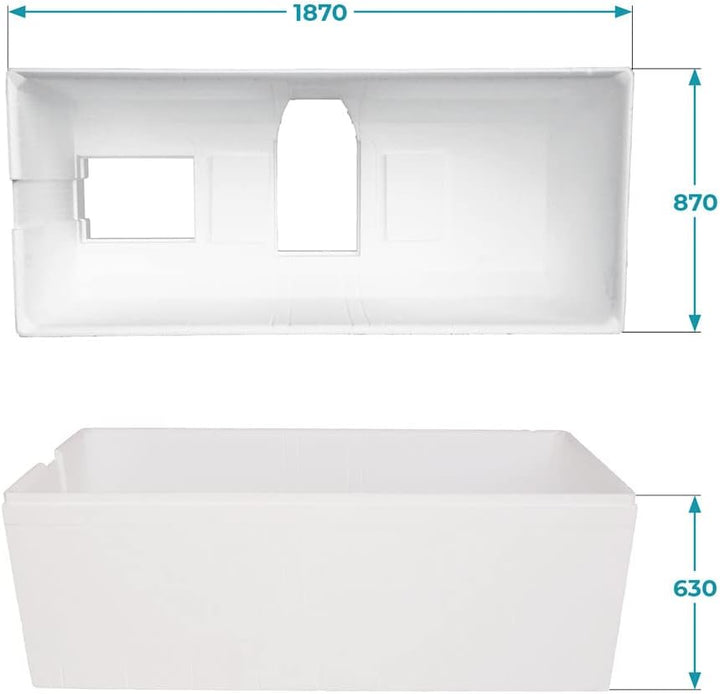 Calmwaters® Wannenträger 190 x 90 cm Modern Square 2, Passend für Rechteck-Badewanne 190x90 cm, Styr