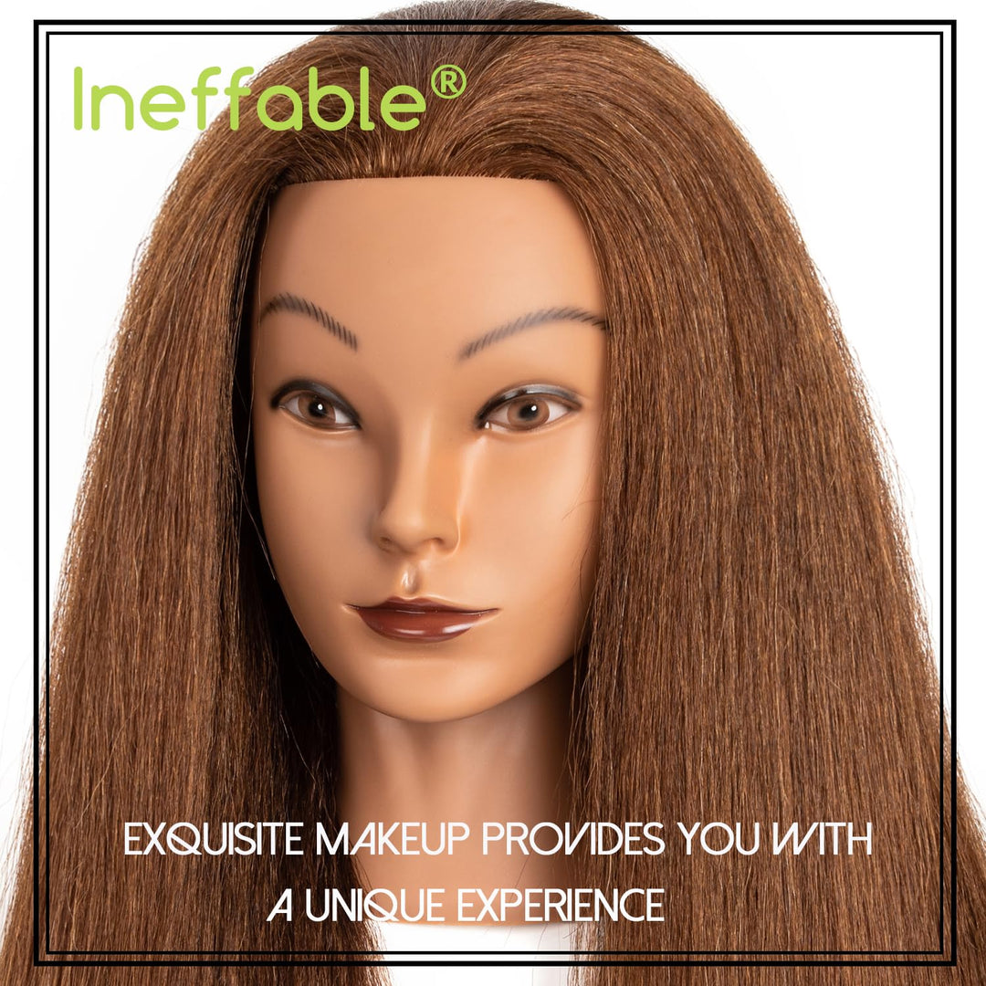 Mannequinkopf mit 100% menschlichem Haar,16" Dunkelbraun Echthaar Kosmetologie Mannequinkopf Haar St
