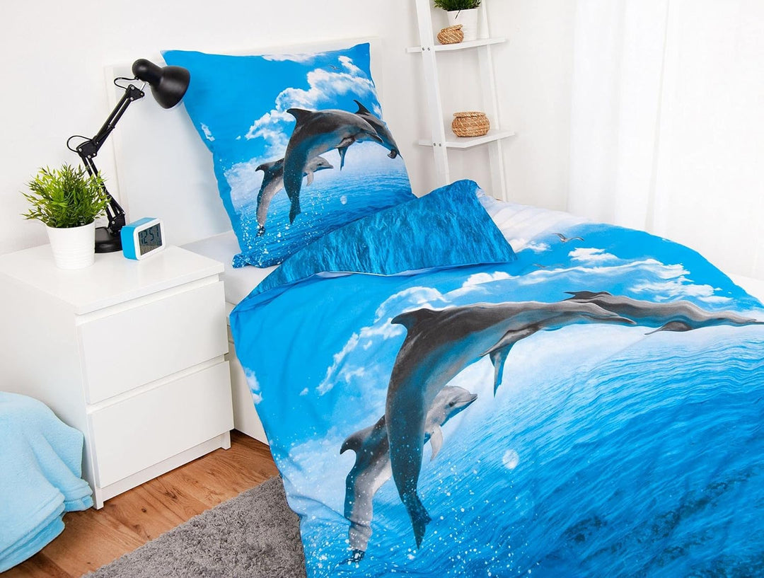 Klaus Herding GmbH Delphin Bettwäsche Set Delfin 2tlg. 135x200 cm 100% Baumwolle