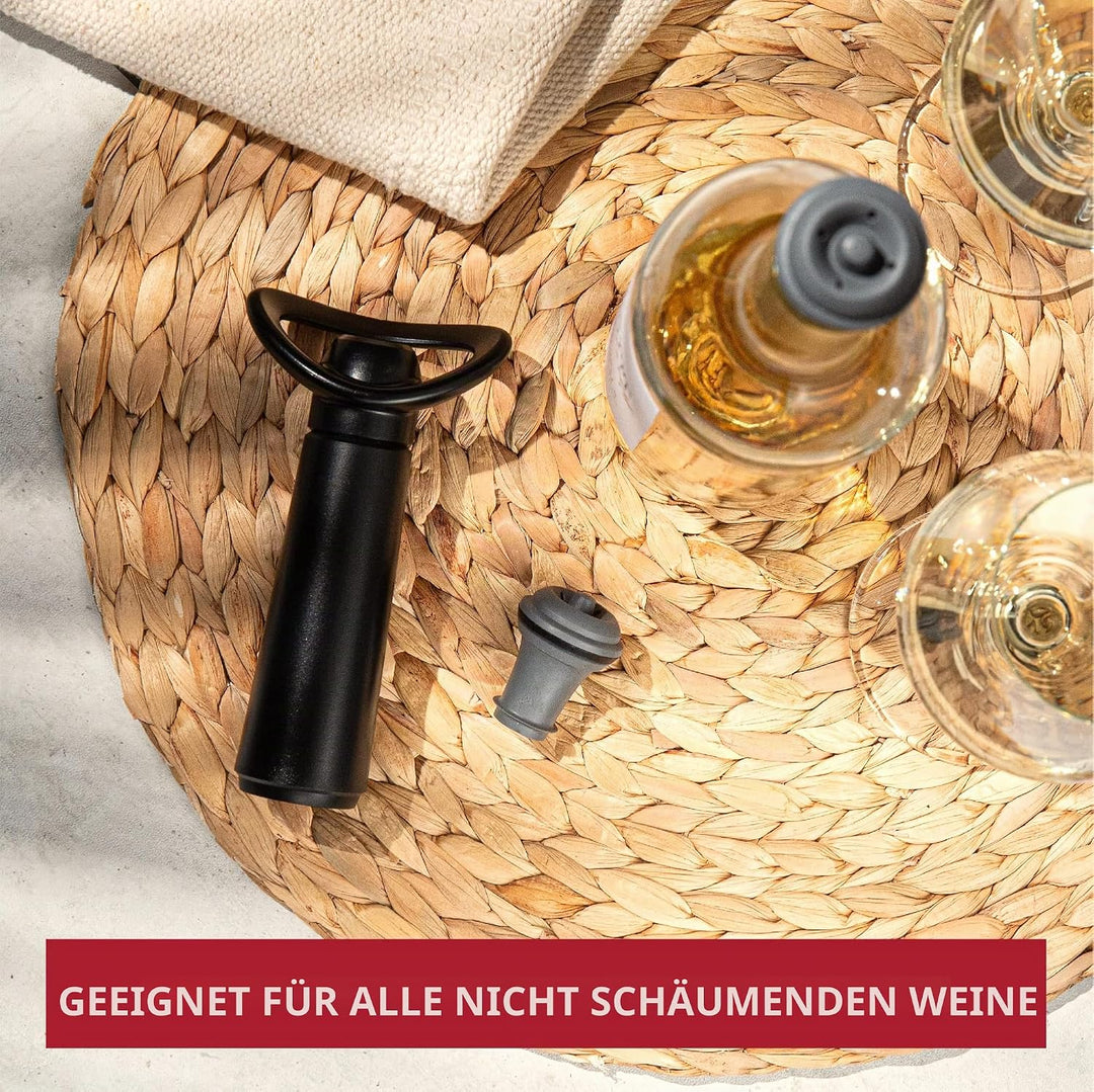 Vacu Vin Weinpumpe Concerto mit 2 Stopfen, Kunststoff, schwarz, einheitlich 9875606 2 Stopper Schwar