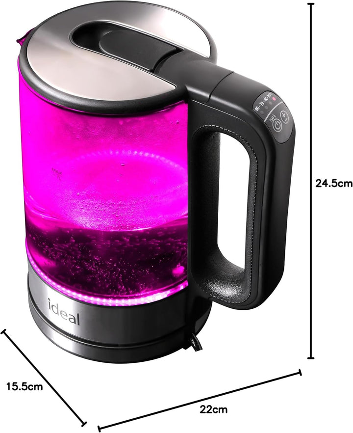 eldom IK1103 Glas Wasserkocher mit Temperatureinstellung (40°C-100°C), 1,7 Liter | Warmhaltefunktion