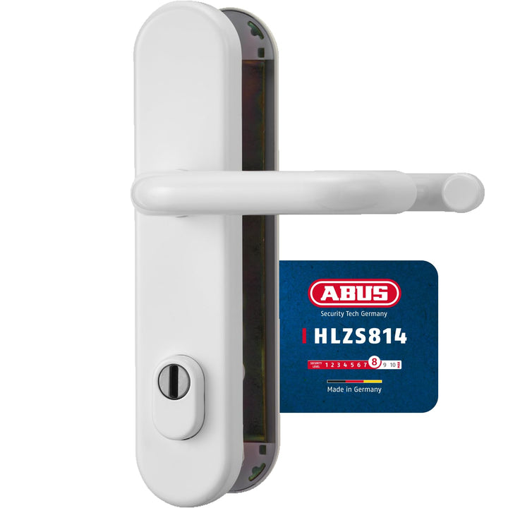 Abus HLZS814 W beidseitig Drücker EK Schutzbeschlag mit Zylinderschutz, rund, weiss, 12238 Weiss Bei